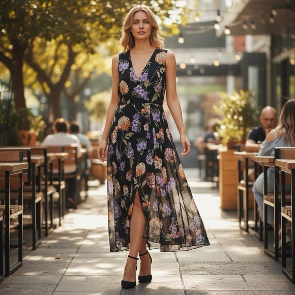 Calvin Klein Dresses & Skirts - 🌻 Calvin Klein Sleeveless Floral High-Low Dress #500